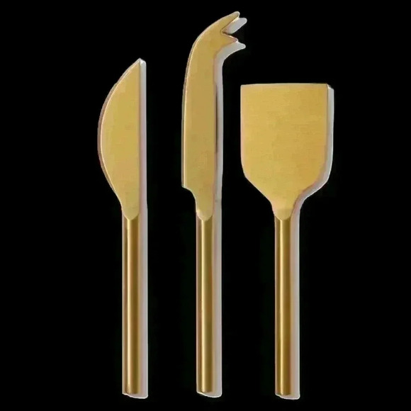 NEW Cheese Knives - Set of 3 - Macy Blackwell Collection - Gold color - Picture 1 of 4